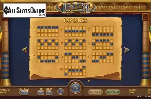Paylines screen