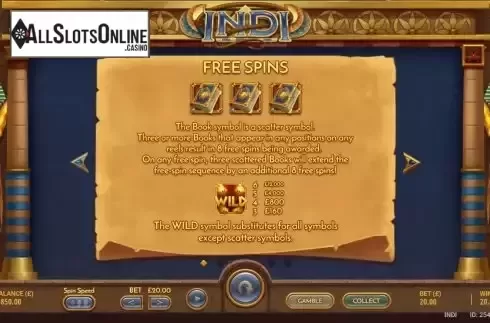 Free Spins screen