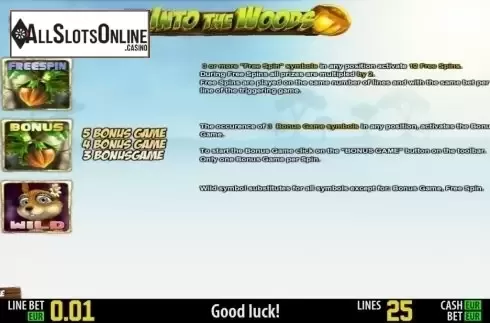 Paytable 2. Into The Woods HD from World Match