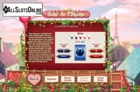 Paytable 3. Jour de l'Amour from GamesOS