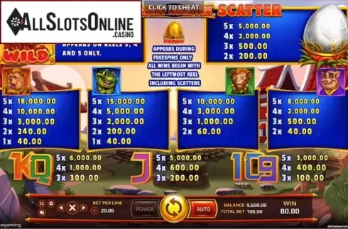 Paytable. Lucky Roaster from EAgaming