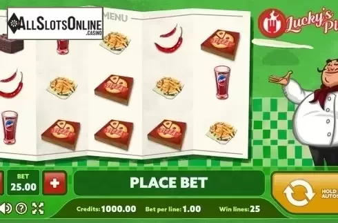 Reels screen. Lucky's Pizza from PlayPearls
