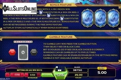 Paytable 2. Magic Unicorn from GameArt