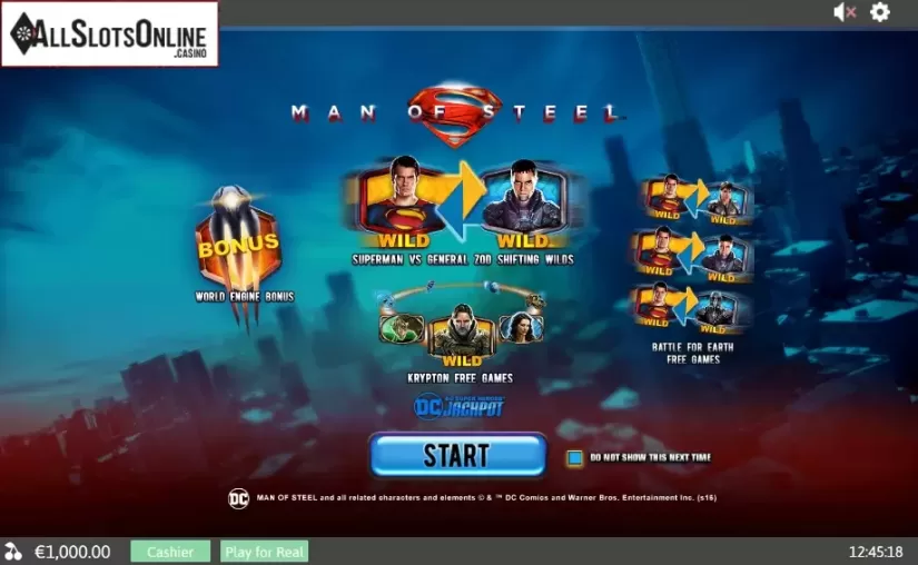 Screen 1. Man of Steel from Playtech