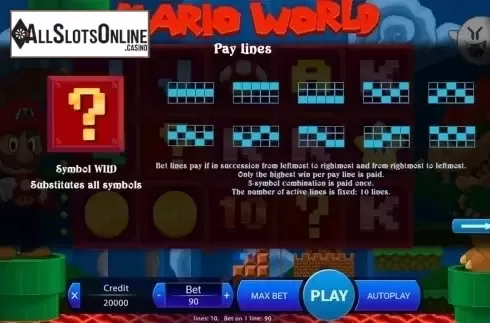 Paytable 2. Mario World from X Play