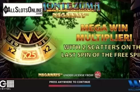Start Screen. Montezuma Megaways from WMS