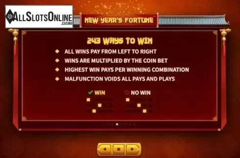 Paytable 4. New Year's Fortune from Skywind Group