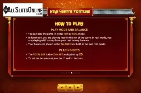 Paytable 5. New Year's Fortune from Skywind Group