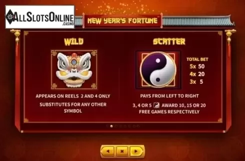 Paytable 2. New Year's Fortune from Skywind Group