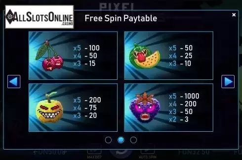 Free Spin paytable screen 2
