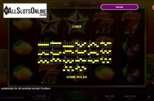 Paylines screen