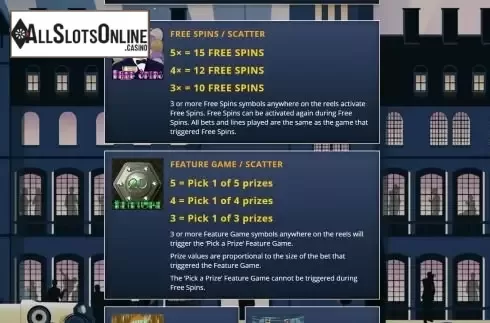 Special Features screen