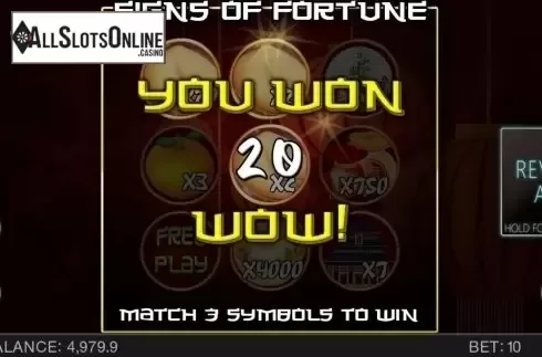 Game Screen 3. Signs of Fortune from Spinomenal