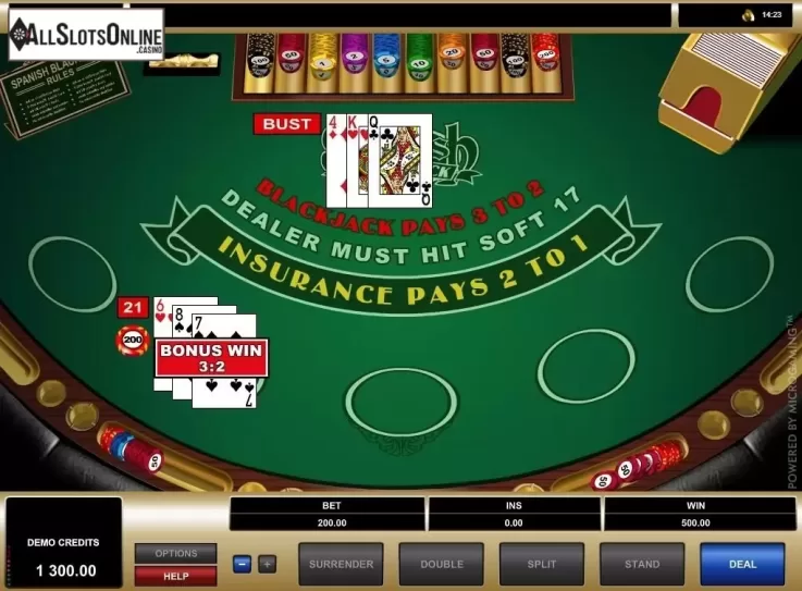 Game Screen. Spanish 21 Blackjack (Microgaming) from Microgaming