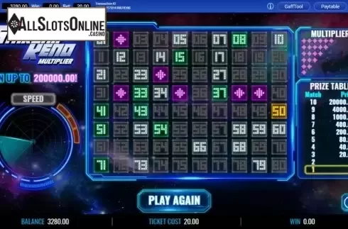 Game Screen 3. Starship Keno Multiplier from IGT