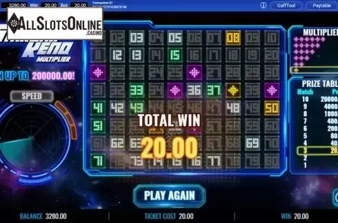 Game Screen 4. Starship Keno Multiplier from IGT