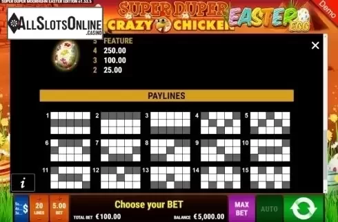 Lines. Super Duper Crazy Chicken Easter Egg from Gamomat