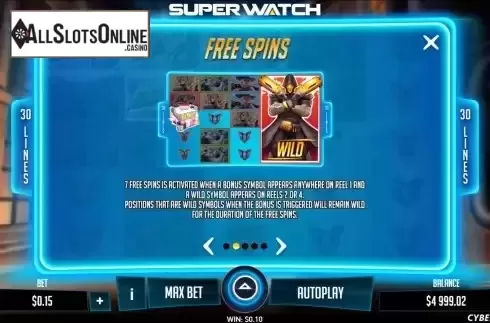 Free Spins screen