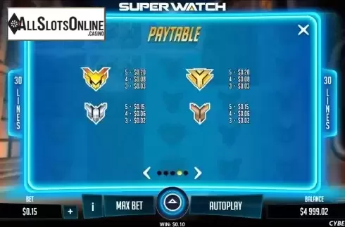Paytable screen 2