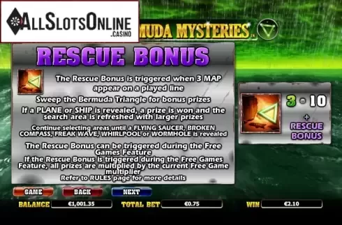 Paytable 2. The Bermuda Mysteries from NextGen