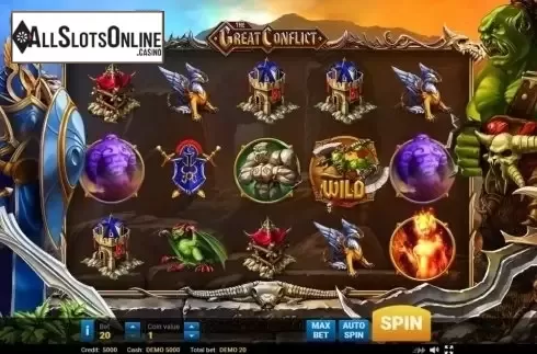 Game Workflow screen . The Great Conflict from Evoplay Entertainment