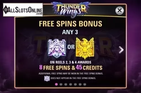 Paytable . Thunder Wings from AGS
