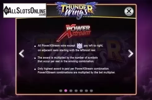 Paytable 2. Thunder Wings from AGS