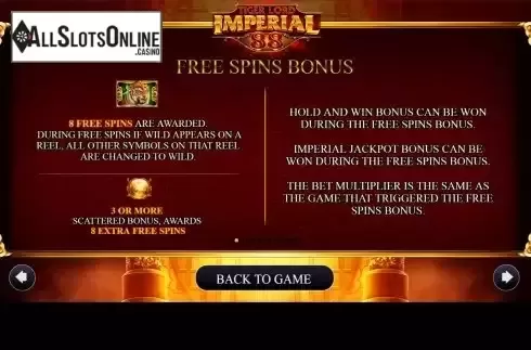Hold and win FS bonus screen