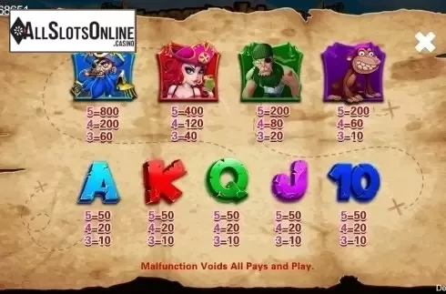 Paytable. Treasure Island (CQ9Gaming) from CQ9Gaming