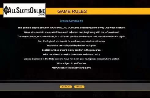Ways to win screen