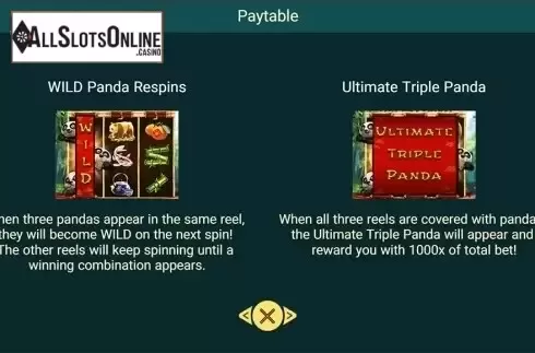 Paytable . Triple Panda from Spadegaming