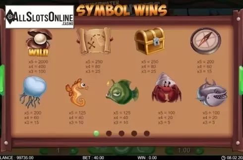 Paytable screen 1. Underwater Adventure from 7mojos