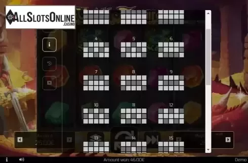 Paylines screen