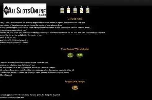 Paylines and features screen