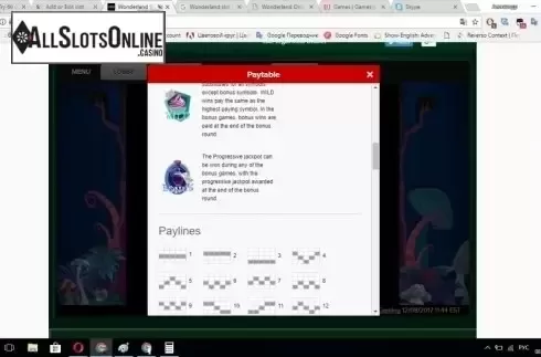 Paytable 3. Wonderland (Gamesys) from Roxor Gaming