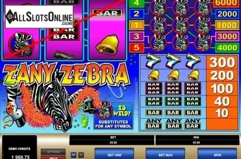 Screen 4. Zany Zebra from Microgaming
