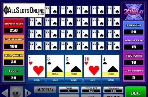 Game Screen. 25x Play Poker from iSoftBet