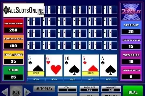 Game Screen. 25x Play Poker from iSoftBet