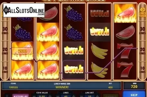 Screen 3. 40 Flaming Lines from Zeus Play