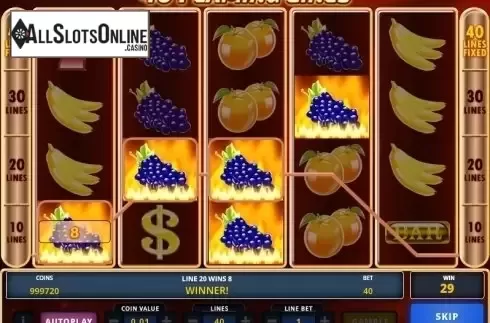 Screen 2. 40 Flaming Lines from Zeus Play