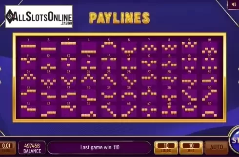 Paylines screen