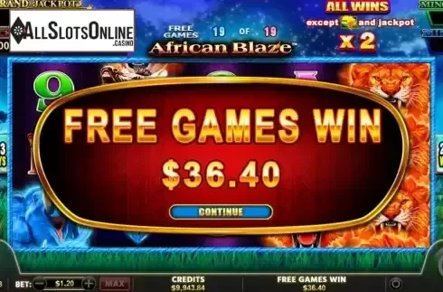 Win Free Spins screen