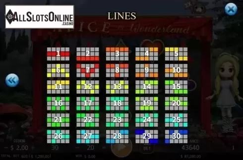 Paylines. Alice In Wonderland (KA Gaming) from KA Gaming