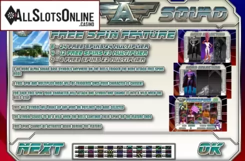 Paytable 2. Alpha Squad from Saucify