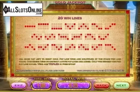 Paytable 4. Cleopatra's Gold (Leander Games) from Leander Games