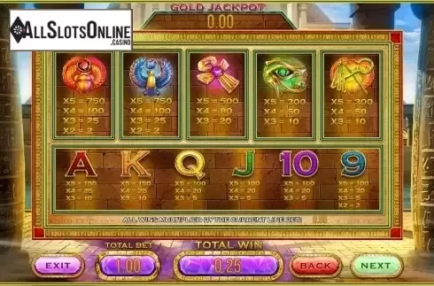 Paytable 2. Cleopatra's Gold (Leander Games) from Leander Games