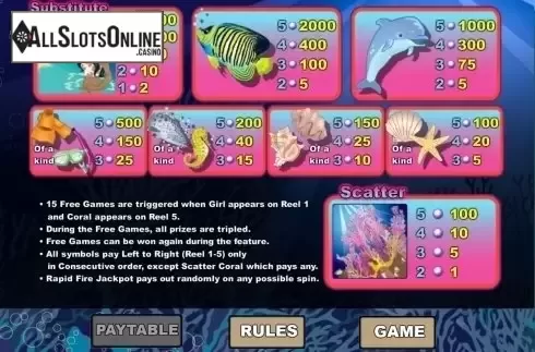 Screen2. Coral Cash from Wager Gaming