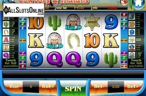 Reels screen. Cowboys and Indians from Slot Factory
