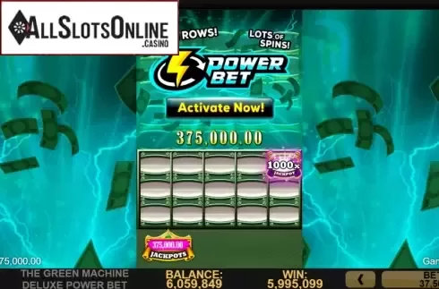 Win Screen 3. Green Machine Deluxe Power Bet from High 5 Games