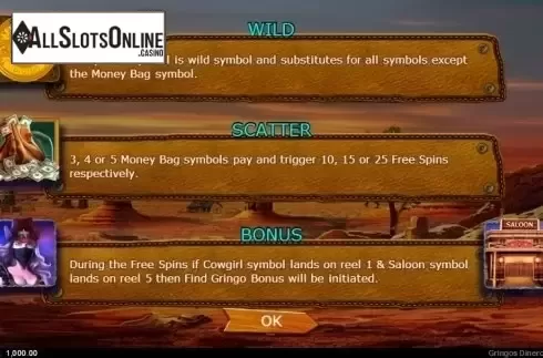 Screen 1. Gringo Dineros from Sigma Gaming